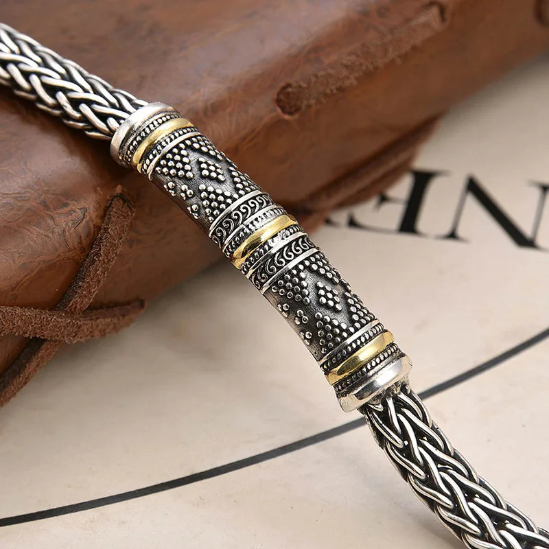 Braided Keel Chain Bracelet for Men Vintage Link Bracelets Trendy Hip Hop Male Jewelry Gift for Boyfriend