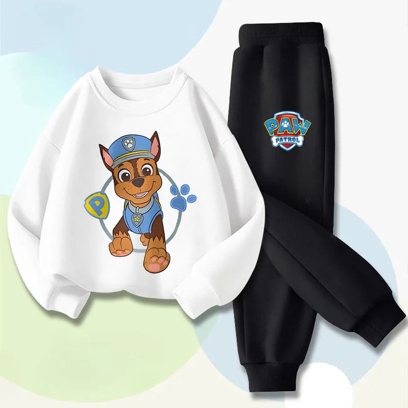 PAW Patrol Cartoon Printed Boys Hooides Sets Children's Long Sleeved Pullover Long Pant Two Piece Suit Kids Casual Sweatsuit