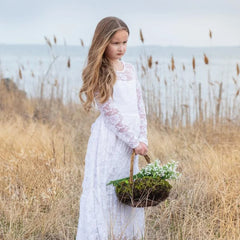 Flower Girl Dresses Weddings Little Kids Ivory Lace Dress Baptism White