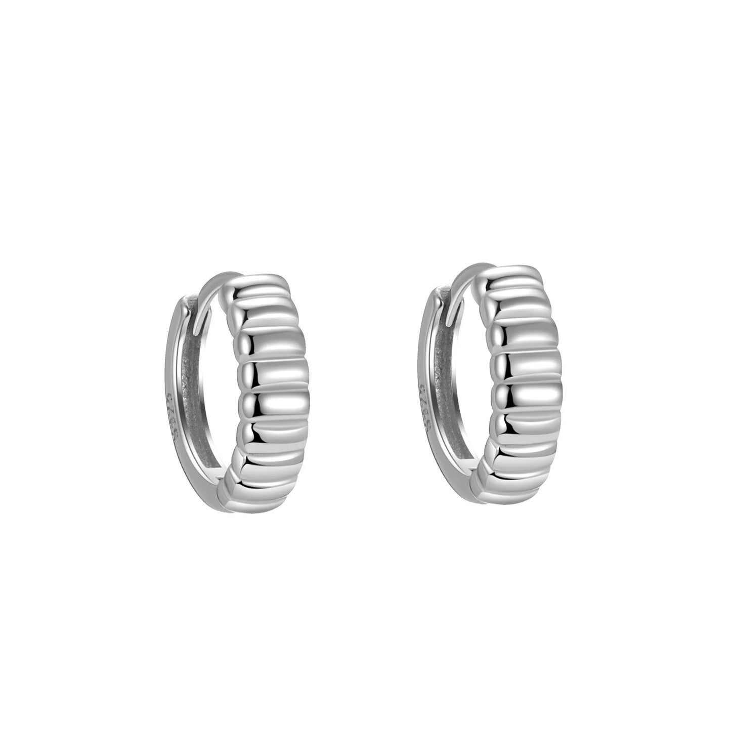WANTME 925 Sterling Silver Minimalist Geometry Pleated Huggies Ear Buckle for Women Fashion French Party Hoop Earring Jewelry