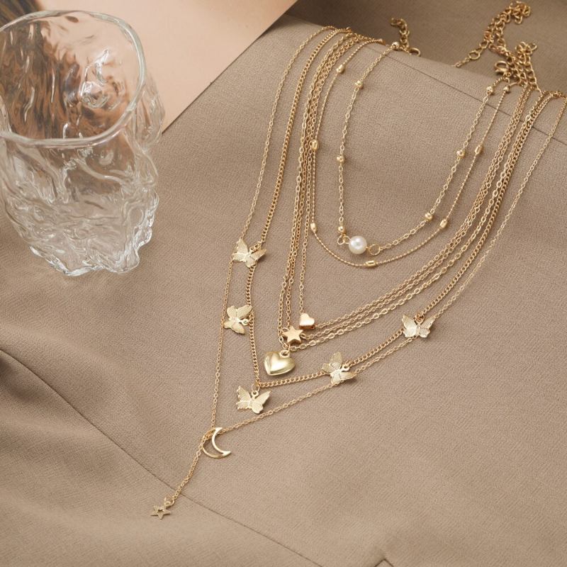 6pcs Fashion Necklaces European and American Simple Temperament Lovely
