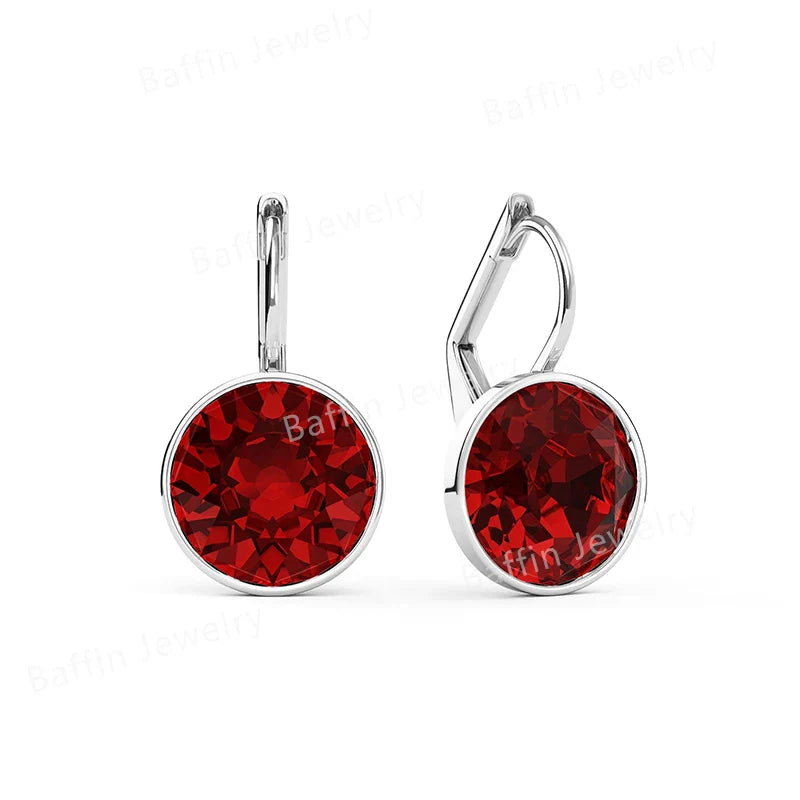 Bella Drop Earring for Women Christmas Birthday Premium Austrian Crystals Round Cut Dangle Silver Gold Color Pierced Jewelry