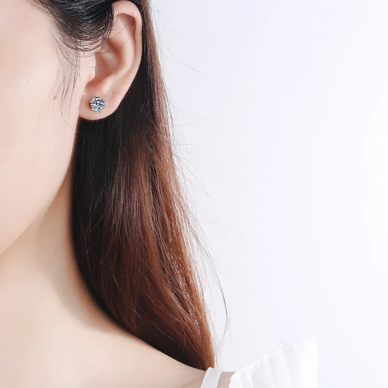 2ct 8mm Moissanite Earrings for Women Lab Grown Diamond Ear Studs 925 Sterling Silver Fine Jewelry Gift