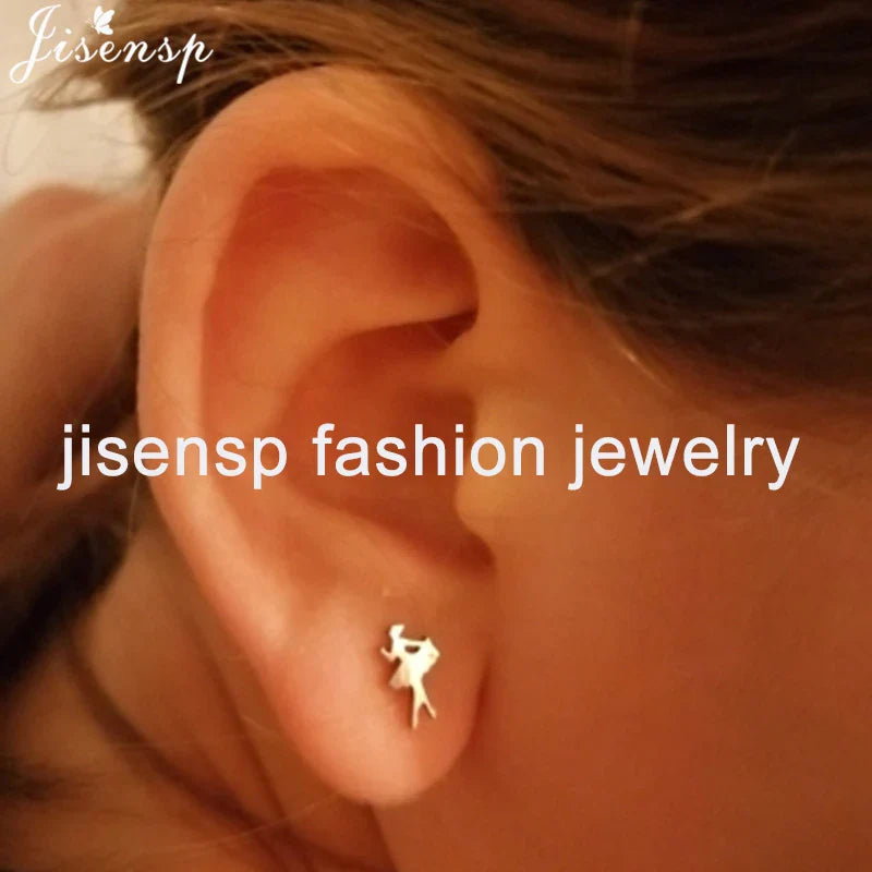 Mini Stainless Steel Earings Fashion Jewelry Cute Heart Music Leaf Bunny Sun Stud Earrings for Women Lion Ear Studs Pendientes