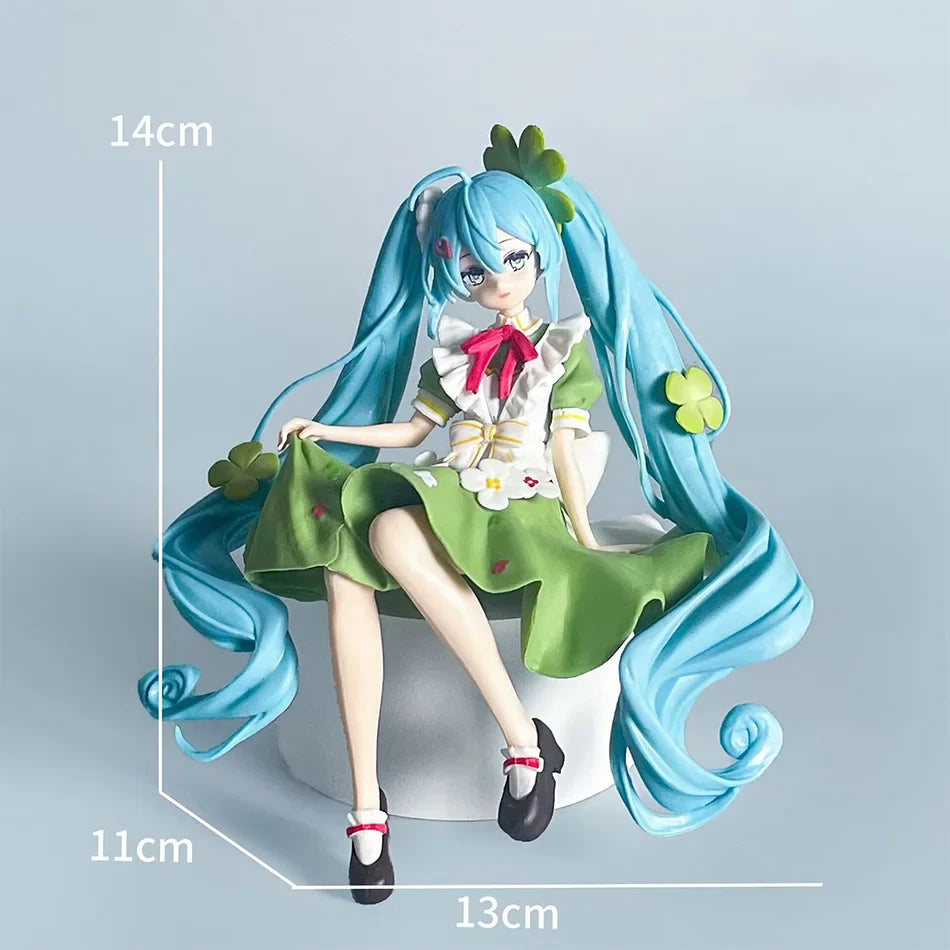 For beautiful girls, Cute Hatsune Miku figures, four-leaf clover flower fairy maiden models, decorative ornaments，birthday gift
