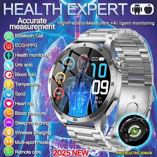 GUHUAVMI NEW Fashion Health Expert Laser iagnosis Smart Watch Men ECG+PPG Three highs  Blood Pressure Heart Rate HD Call Watches