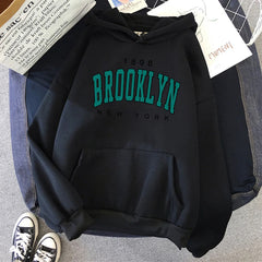 1898 Brooklyn New York Printed Women Hoodies Fashion Fleece Hoody Creativity