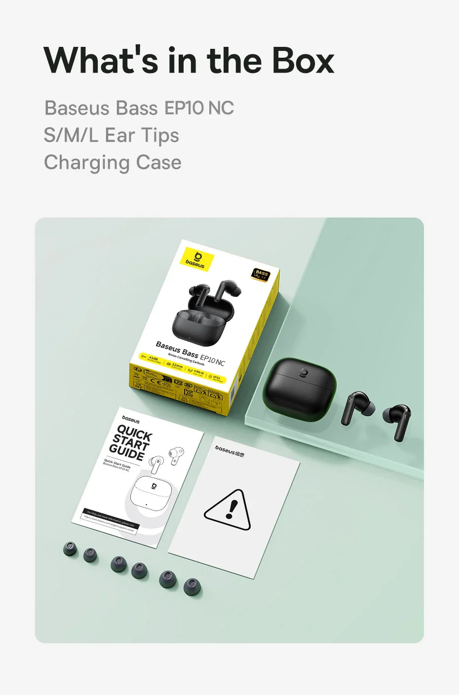 Baseus Bass EP10 NC -43dB Noise Cancelling ANC True Wireless Earbuds Bluetooth 6.0 In-Ear Wireless Earphones 4-Mics ENC Ear buds