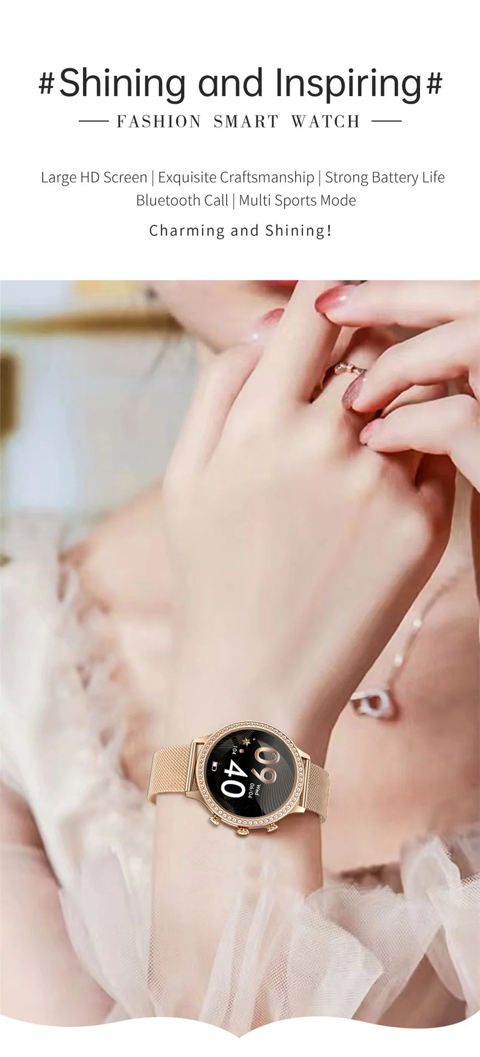 Women Smart Watch Double Strap Heart Rate Sleep Monitoring Wireless Call Voice Assistant Waterproof Smartwatch For Android IOS