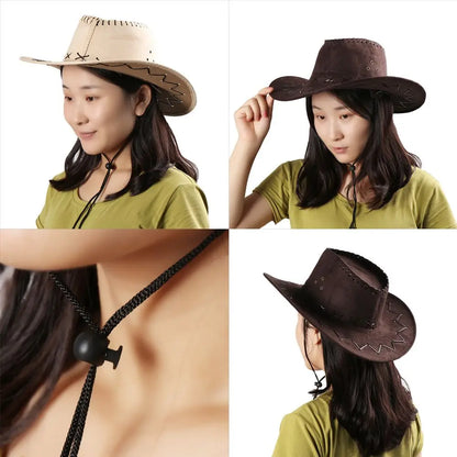 Women Men Cowboy Hat Western Suede Cowgirl Hats Fashion West Fancy Dress Party