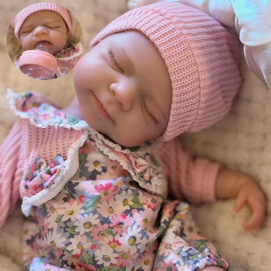 Open Mouth 33cm Pascale Full Body Silicone Reborn Girl Doll With Painted Skin Washable Soft Touch Reborn Girl  Silicone Doll