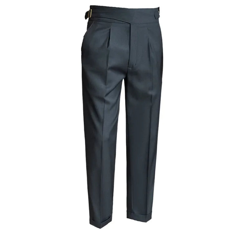 Men Naples Waist Business Casual Fashion Vintage Ankle-length Suit Pant