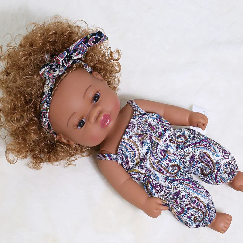 14inch Full Body Vinyl Bebe Reborn Dolls Soft Lifelike Baby Toys American Reborn Black Baby Doll Vinyl Baby Doll Toys Girls Boys