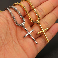 Punk Cross Pendant Link Chain for Men Women 316L Stainless Steel Hip Hop Necklace