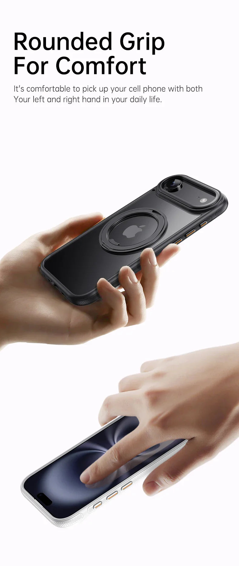 360° transparent Round ring Case for IPhone 12 13 14 15 16 Pro Max Fall prevention funda Cover sling Metal buttons 17 Air case