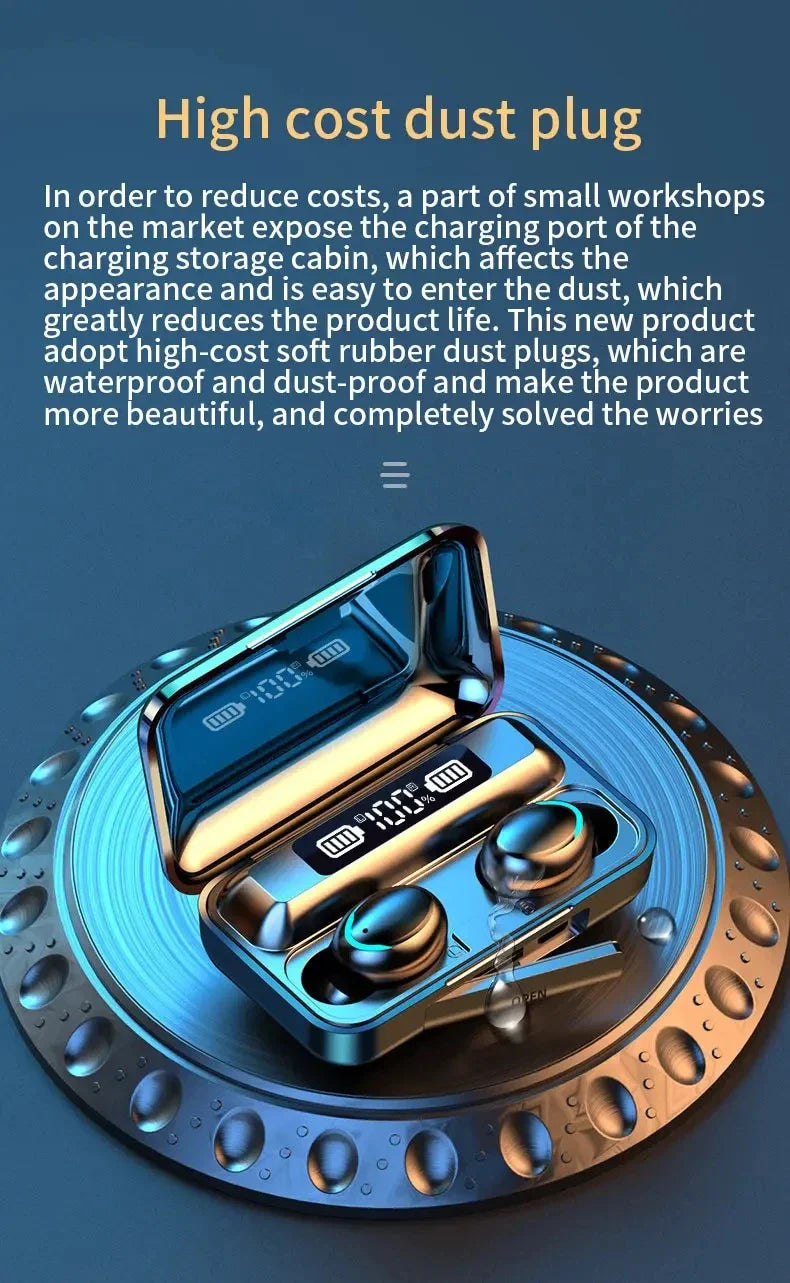 F9 Wireless Bluetooth Headphones Tws Waterproof Earbuds Earphones Digital Display Heaset Large Capacity Charging Case