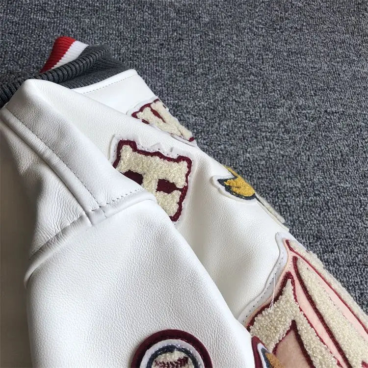 Men's spring and autumn baseball uniform Y2K retro trend leather jacket heavy