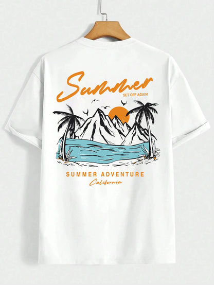 Summer Set Off Again Adventure California Mens T-Shirt Cotton Loose Tee Clothing Fashion Sweat Clothes Oversized Summer Tops