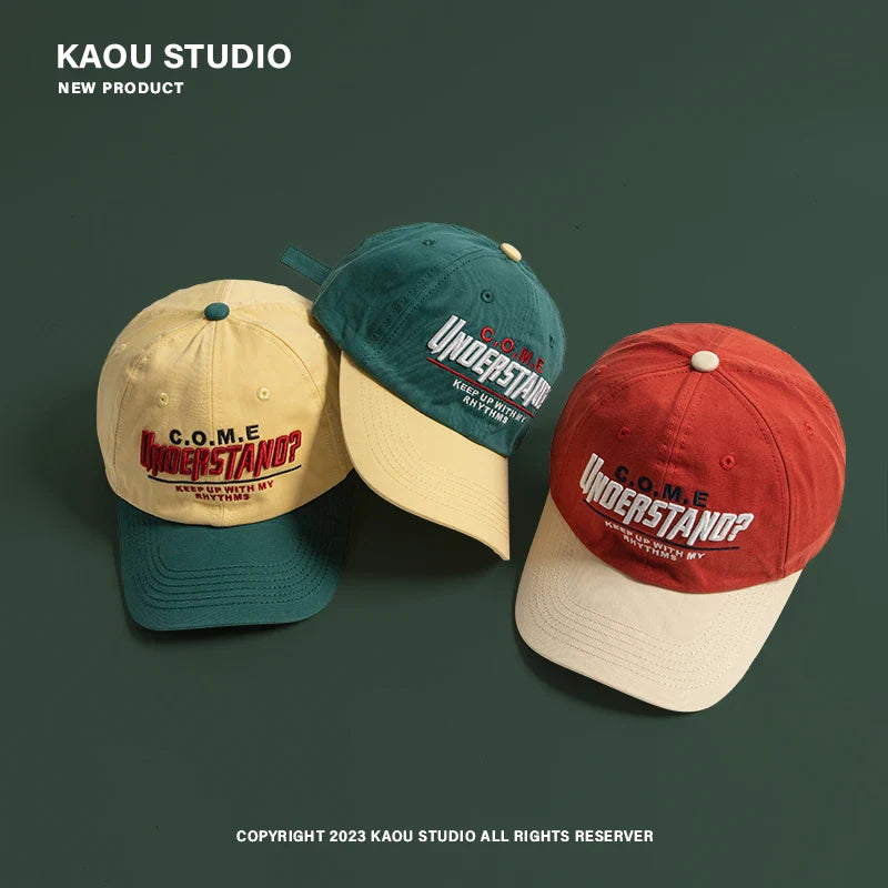 Spring and Summer New Peaked Cap Women's All-Match Embroidery Contrast Color Baseball Cap Men's and Women's Sports Fashion Cap