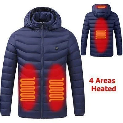 19 Areas USB Heated Jacket Men Winter Thermal Coat Electric Heating Jacket Hooded