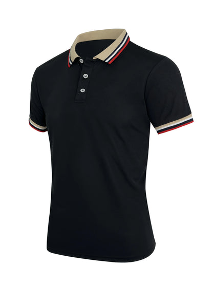 Men Summer Solid Casual Office Breathable Cotton Polo Shirt Fashion Brand Male Business High Quality Striped Short Sleeve Top