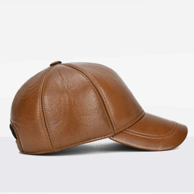 2026 Adjustable Men's Genuine Cowhide Leather Baseball Cap for Fall Winter Outdoor Sports Hat Men Real Cowhide Leather Caps