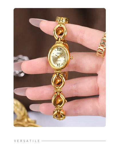 Ladies Watch Light Luxury Brand National Style Zulu Green Bracelet Advanced Bead Waterproof Women Fashion Quartz Wristwatches