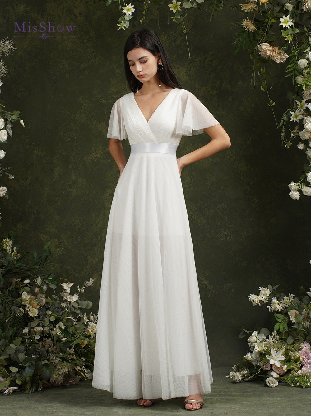 White Bridesmaid Dresses: Ivory Beach Wedding Dresses For Women A-Line Puffer