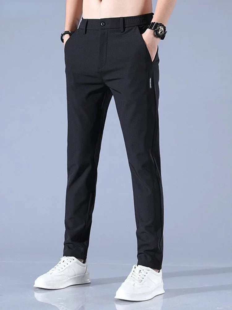 Pants Men 2024 Summer Ice Silk Casual Pants Men Straight Loose Elastic