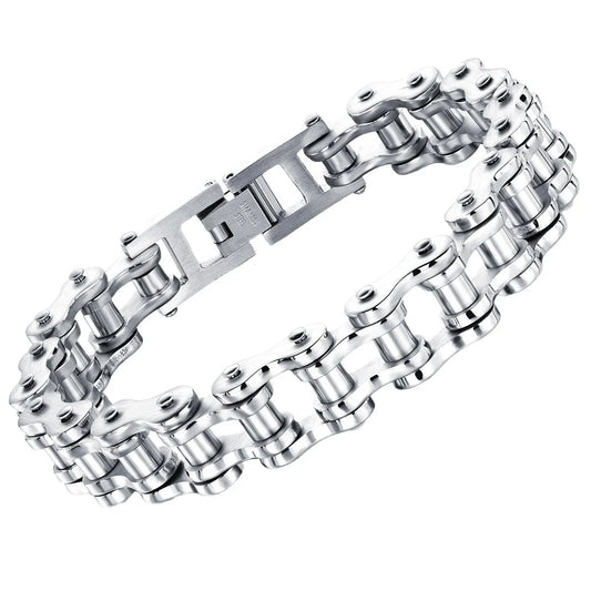Street fashion, trendy motorcycle chain bracelet, hip-hop style, versatile for men, bicycle-themed bracelet.