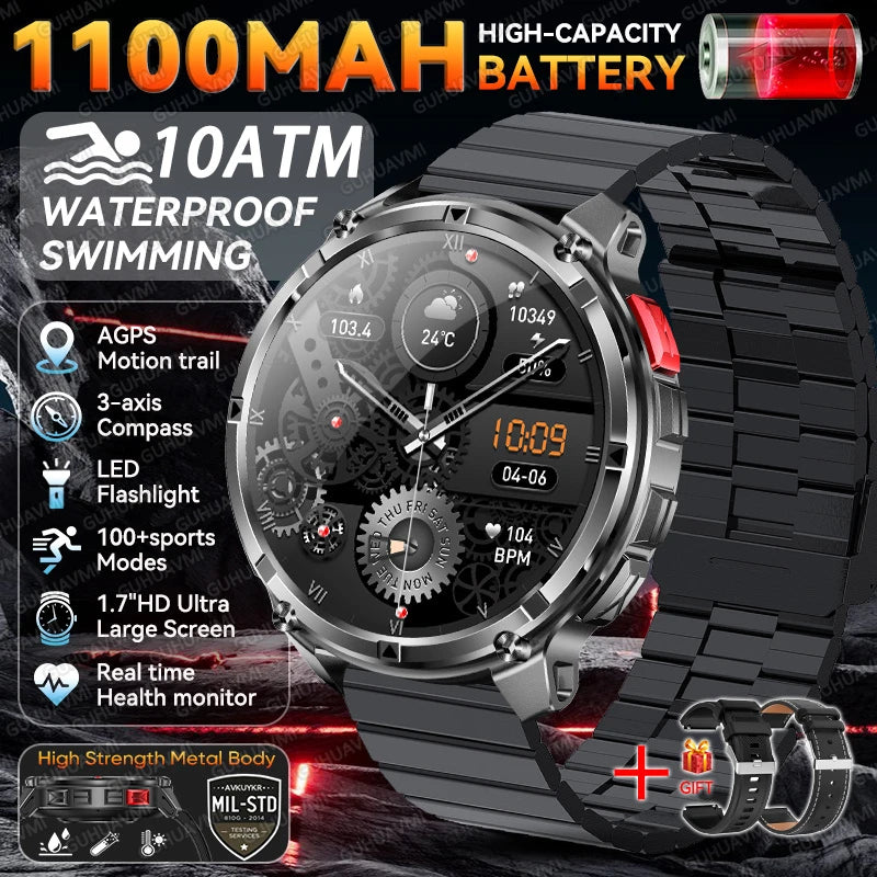 2026 New T-Rex3 Pro GPS Tracker Smartwatch Men 120-Day Standby 1100mAh Clock Rugged Outdoor Sport 10ATM Waterproof Call Watches