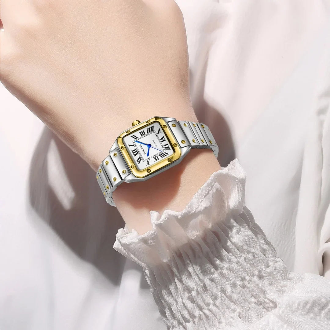 Square Women Watches Ladies Quartz Watch Female Wristwatch Stainless Steel Bamboo Strap Casual Lady Clock Watch Relogio Feminino