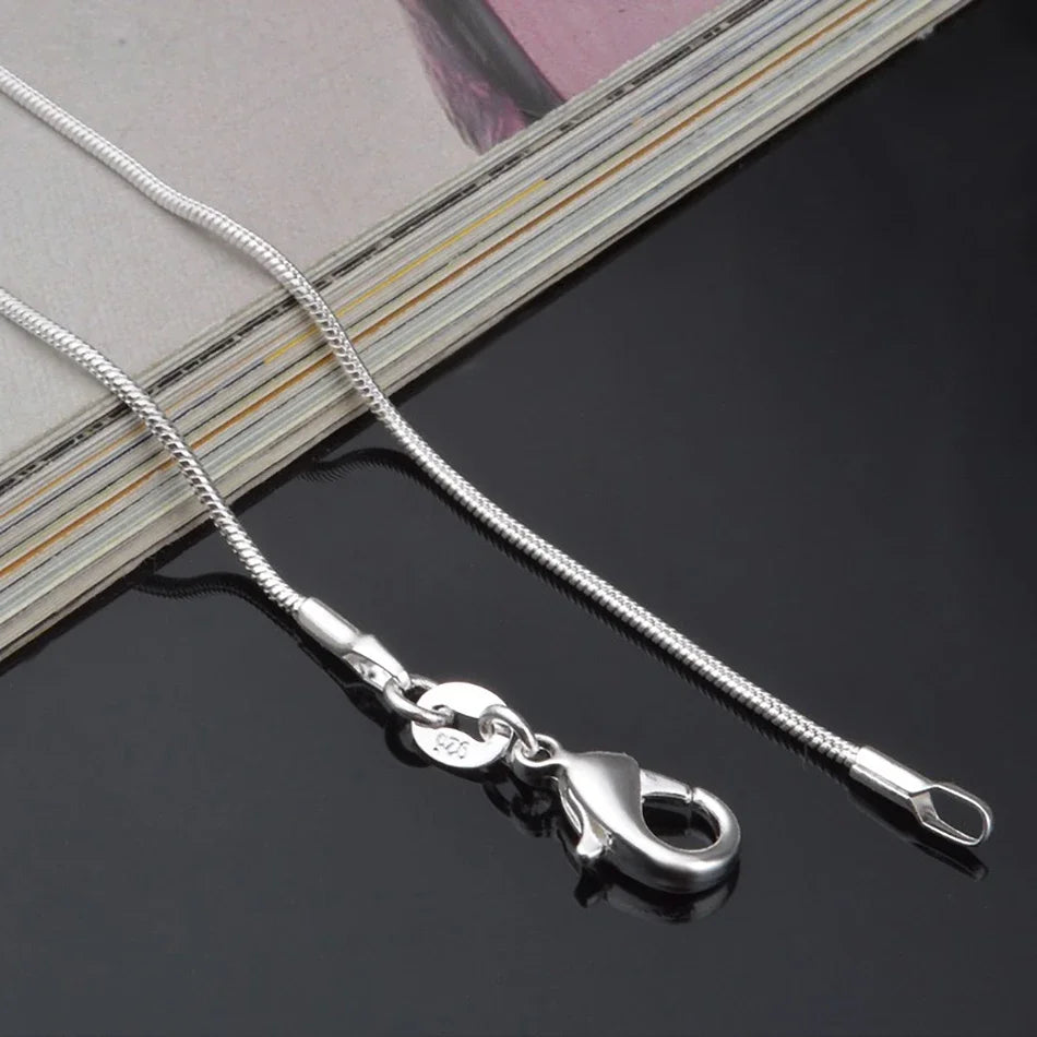 New Fine 925 sterling silver necklace women, silver fashion jewelry Snake Chain 1mm Necklace 16 18 20 22 24"