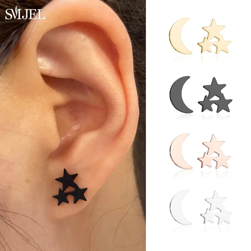 Golden Vintage Mandala leaf Pineapple Earrings for Women Trend Fairy Cup Stainless Steel Earring Punk Game Controller Studs Gift