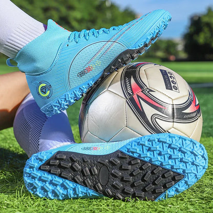 Professional Unisex Soccer Shoes Long Spikes TF Ankle Football Boots