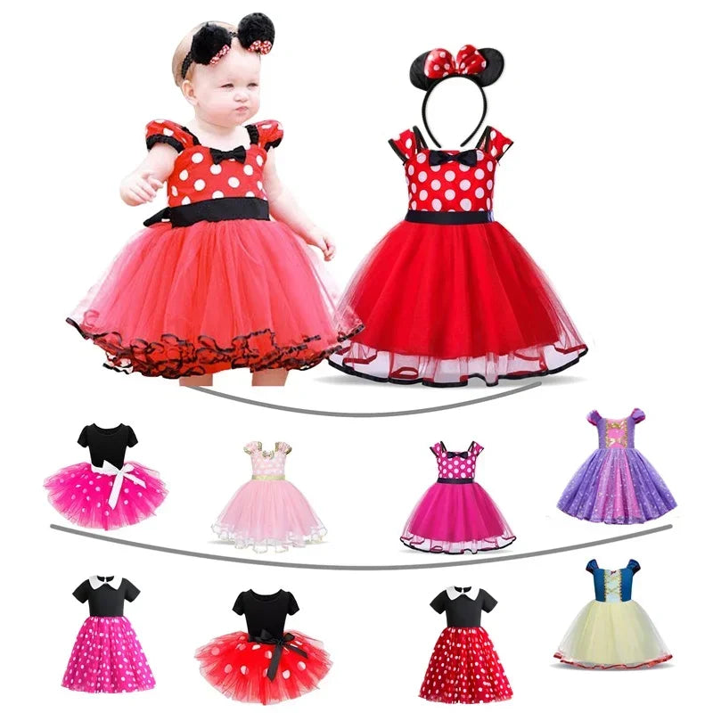 Baby Girls Minnie Mouse Dress for Toddler Clothing 1-5Yrs Kid Cosplay Vestidos Halloween Costume for Kids Christmas Party Dress