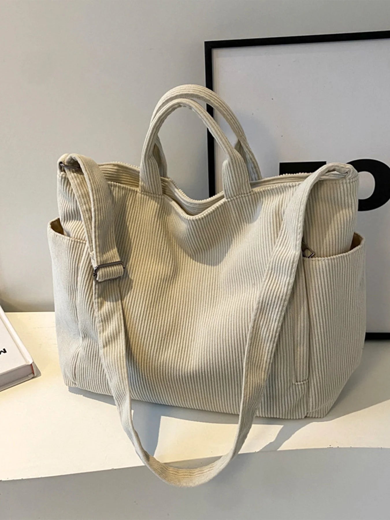 Fashion Versatile Shoulder Bag College Wind Commuting Corduroy Square Bag Unisex