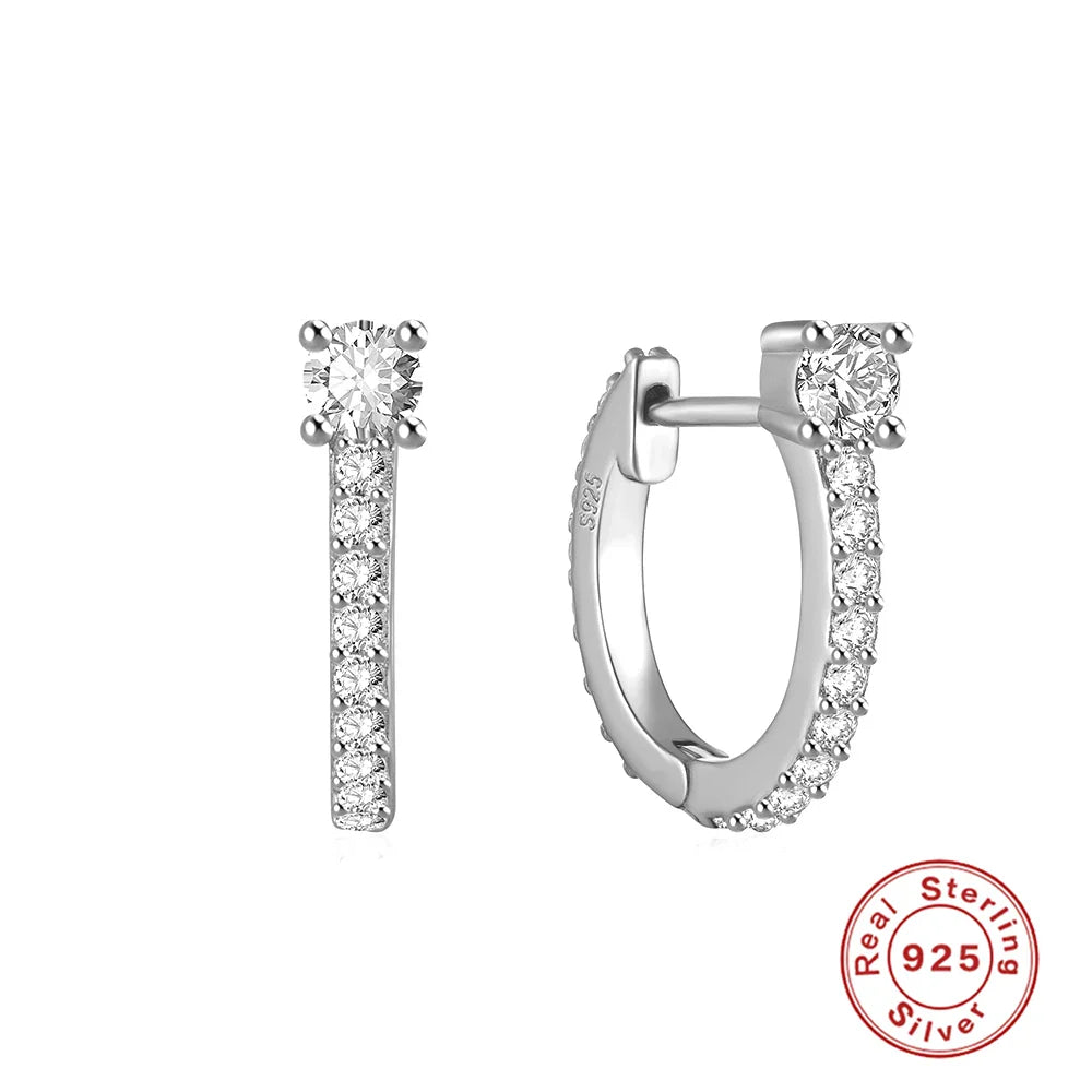 CANNER Ins Star Anise 925 Sterling Silver  Earring For Women Hoop Earrings Crystal Fine Jewelry Glossy 18K Gold Mom Gift Trend