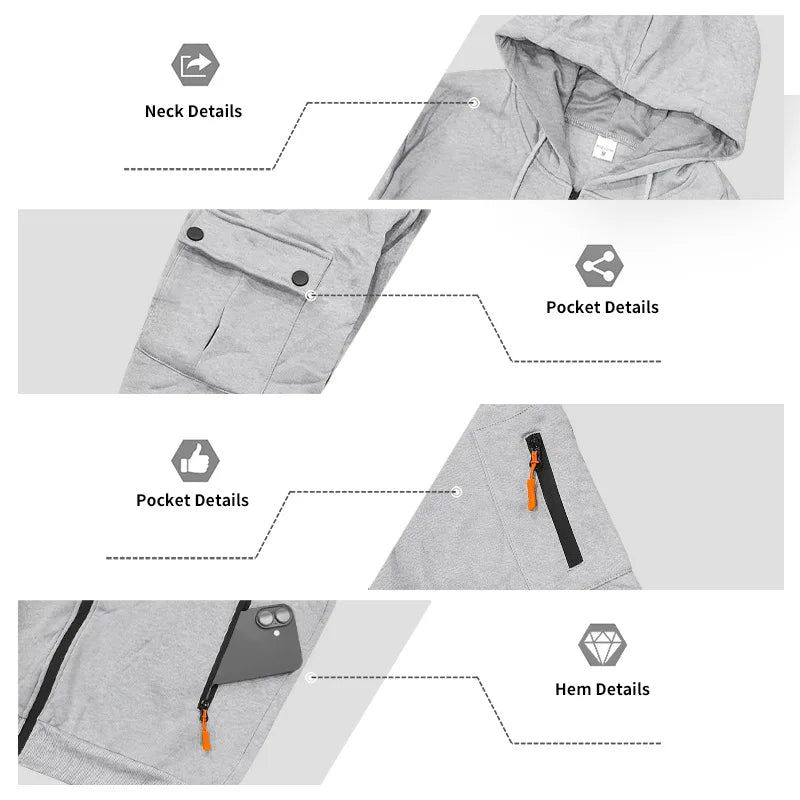 Autumn and winter men's velvet loose casual tooling outdoor sports fashion hooded sweater set