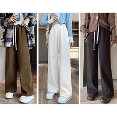 Women Long Pants Spring Autumn Women Elastic Waist Stright Long Wide leg pants