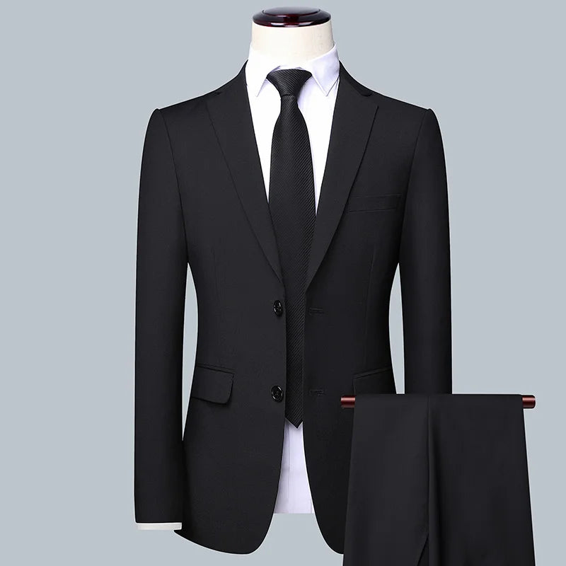Wedding Suit for Men Solid Color Business Suit 3/2 Business