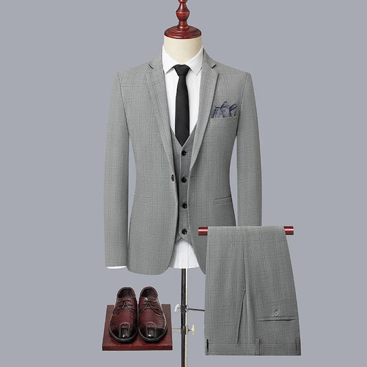 boutique (suit + vest + trousers) men's fashion business slimming trend