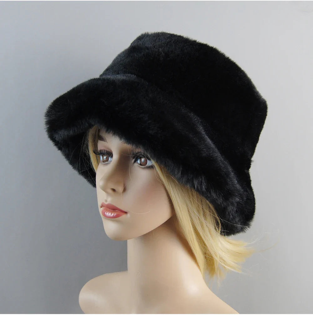Hot Fashion Fake Rabbit Fur Hats Super Soft Women Winter Hat Cotton Lining Warm Russian Fashion Ski Beanies Plush Solid Color