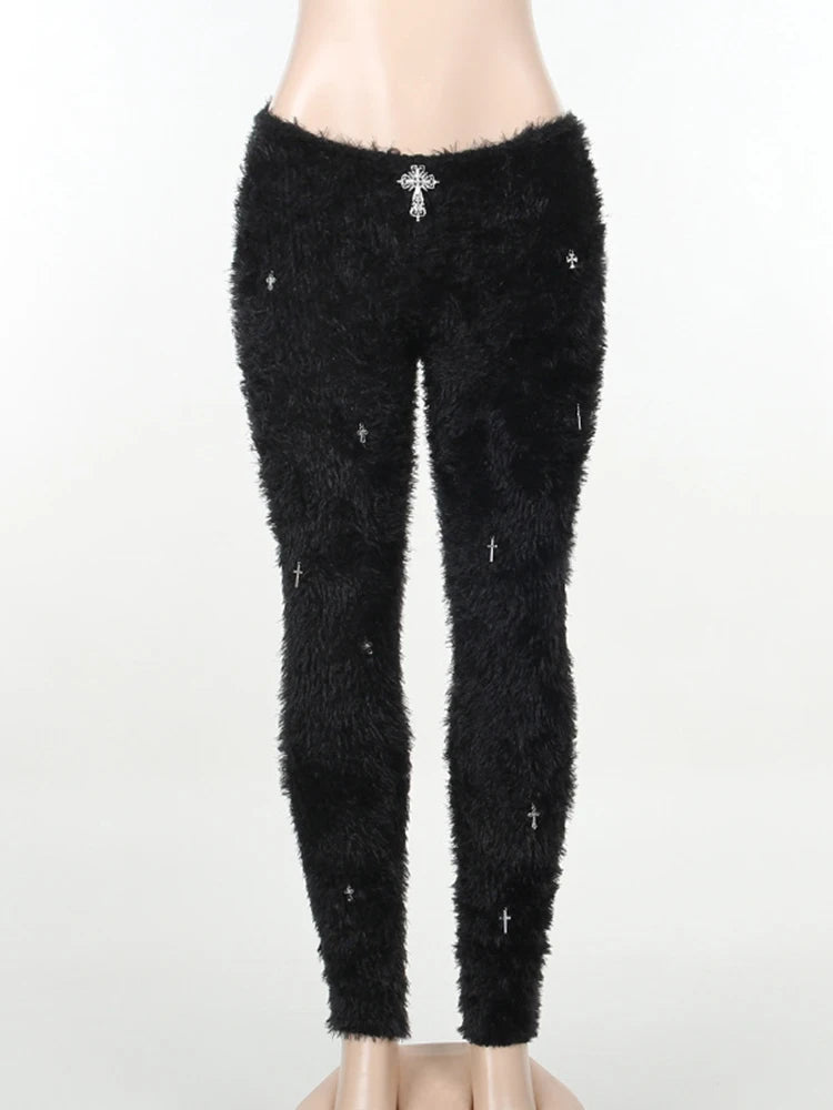 Fashion Casual Pencil Pants Trend Slim Fit Cross Accessories Autumn