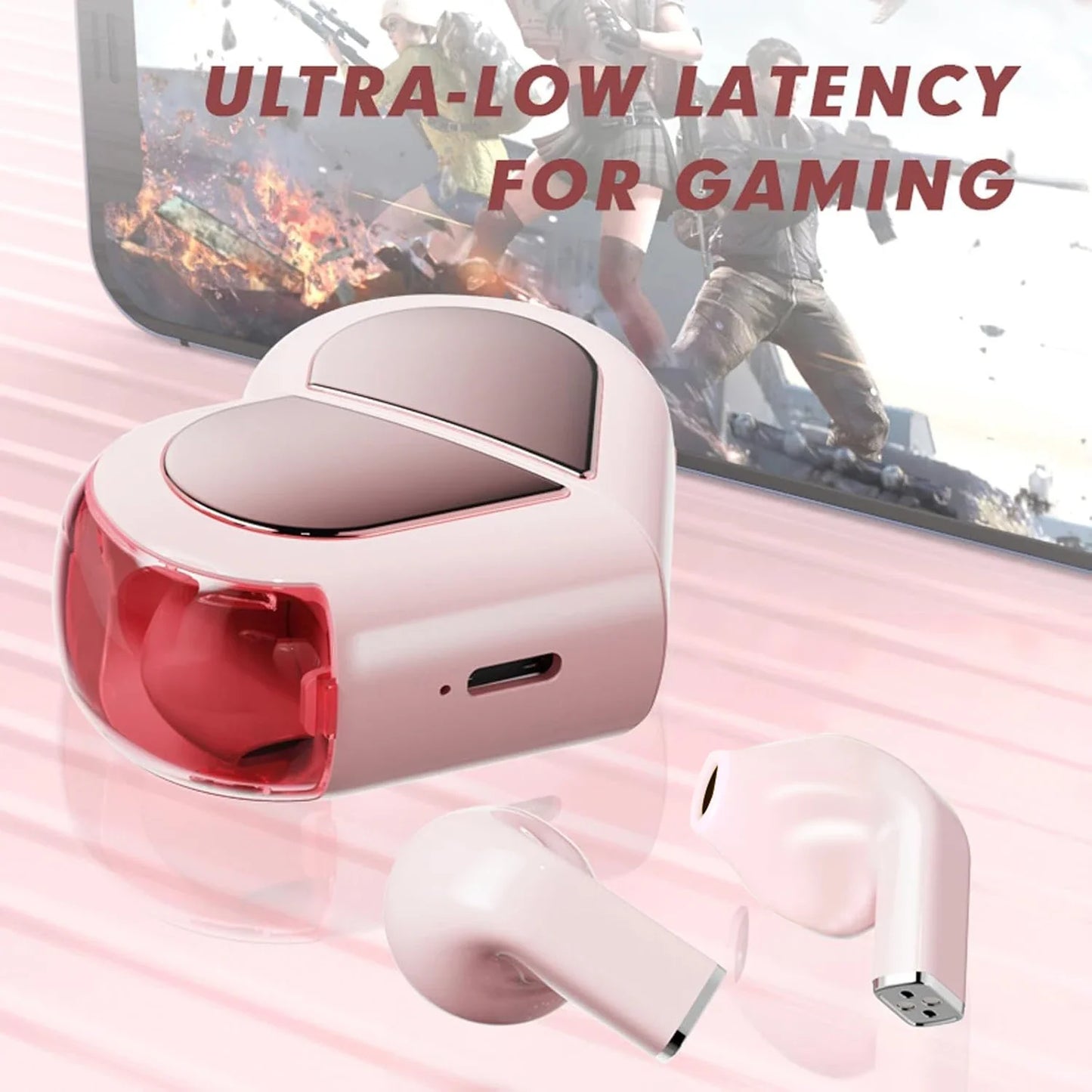 Heart-shaped Rotatable Wireless Bluetooth Earphones Stereo Sound Headphones Touch Control Earbuds Gamer Headsets gifts for girl