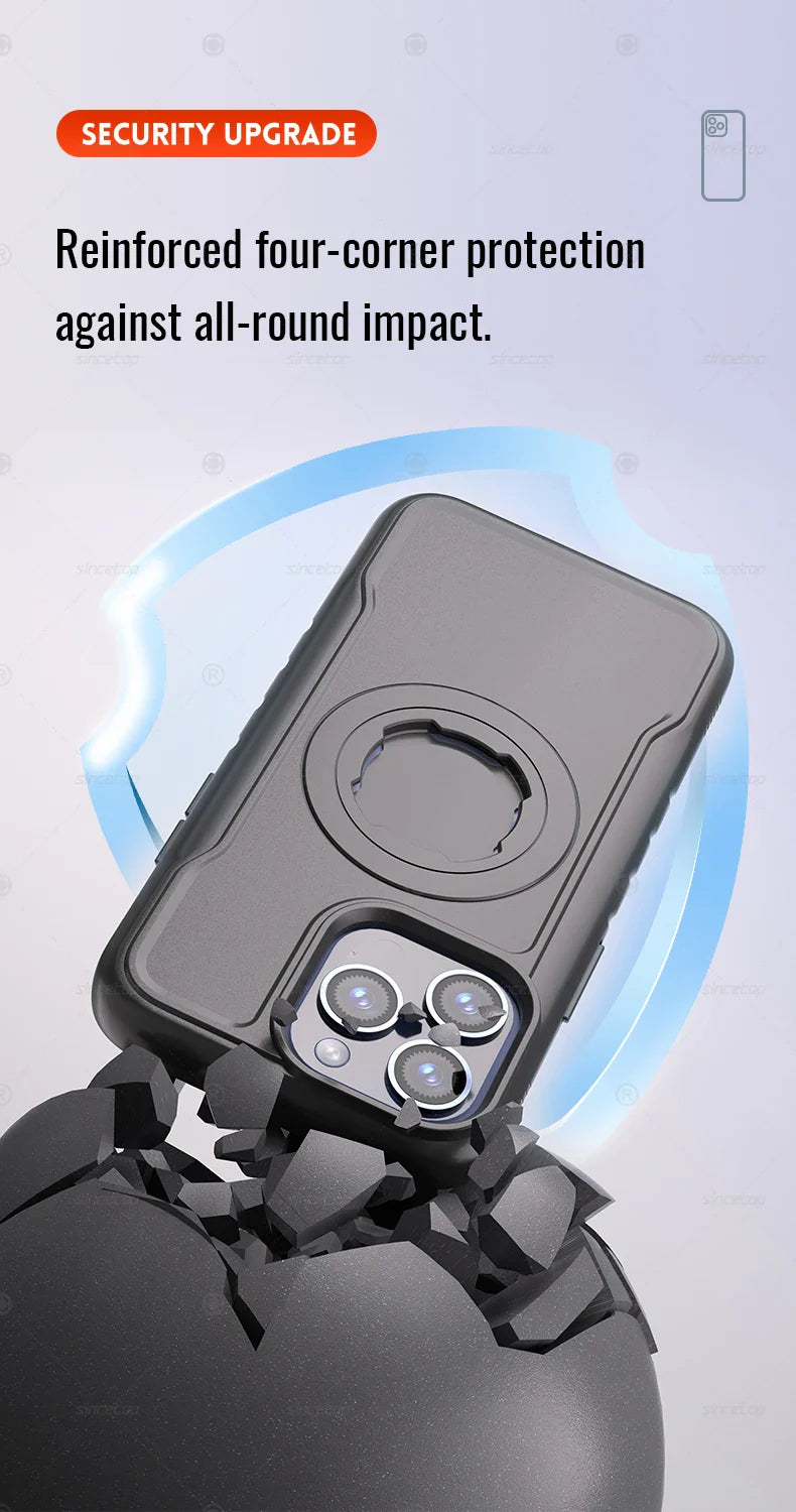 Magnetic Shockproof Case for iPhone 17 16 15 14 13 Pro Max Charging Protective Cover for Quad-style Bike/Motorcycle Mount/Holder