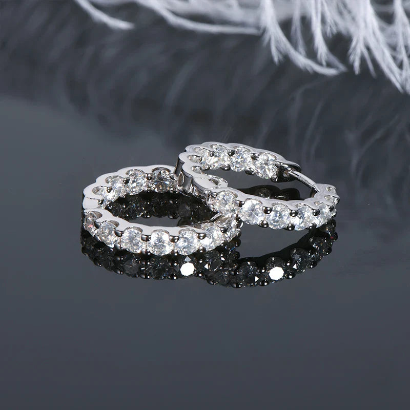 IOGOU Hoops 100% 925 Sterling Silver Real 3mm Moissanite Stud Earrings For Women Sparkling Jewelry Gifts with Certificate Gifts