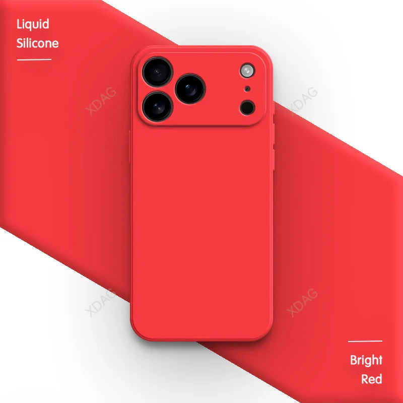 Liquid Silicone Original Phone Case for iPhone 17 Pro Max Air 17Pro 17Max 5G Straight Edge Lens Protection Soft Basic Back Cover