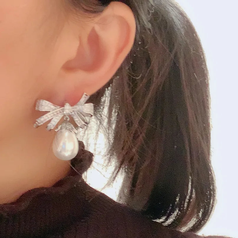 Bilincolor Purple Knot Pearl Earrings For Jewelry Gift