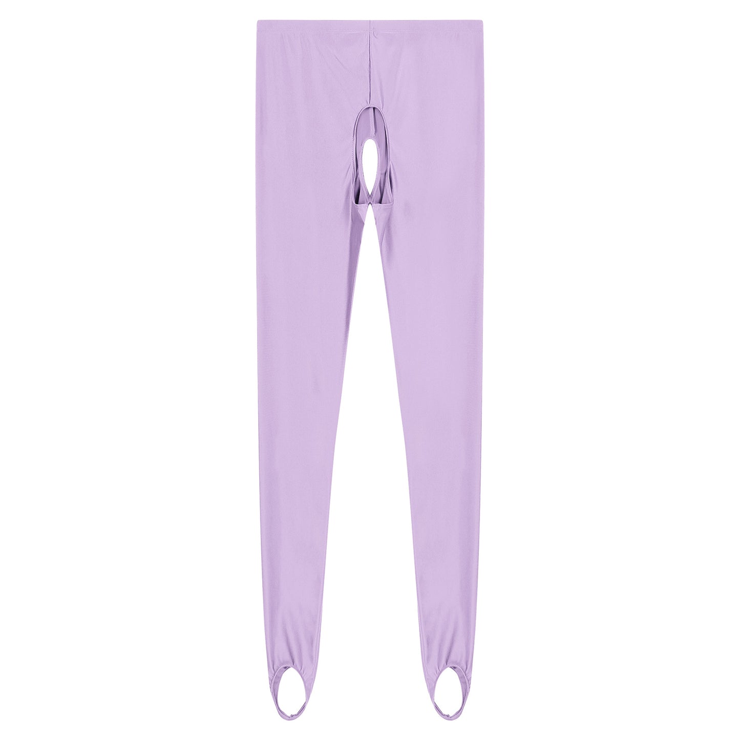 Womens Lingerie Glossy Open Crotch Stirrup Tights Leggings Stretchy Smooth Mid Waist